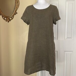 Standard James Perse 100% Linen Dress Seam Pockets Lagenlook Minimalist Classic*